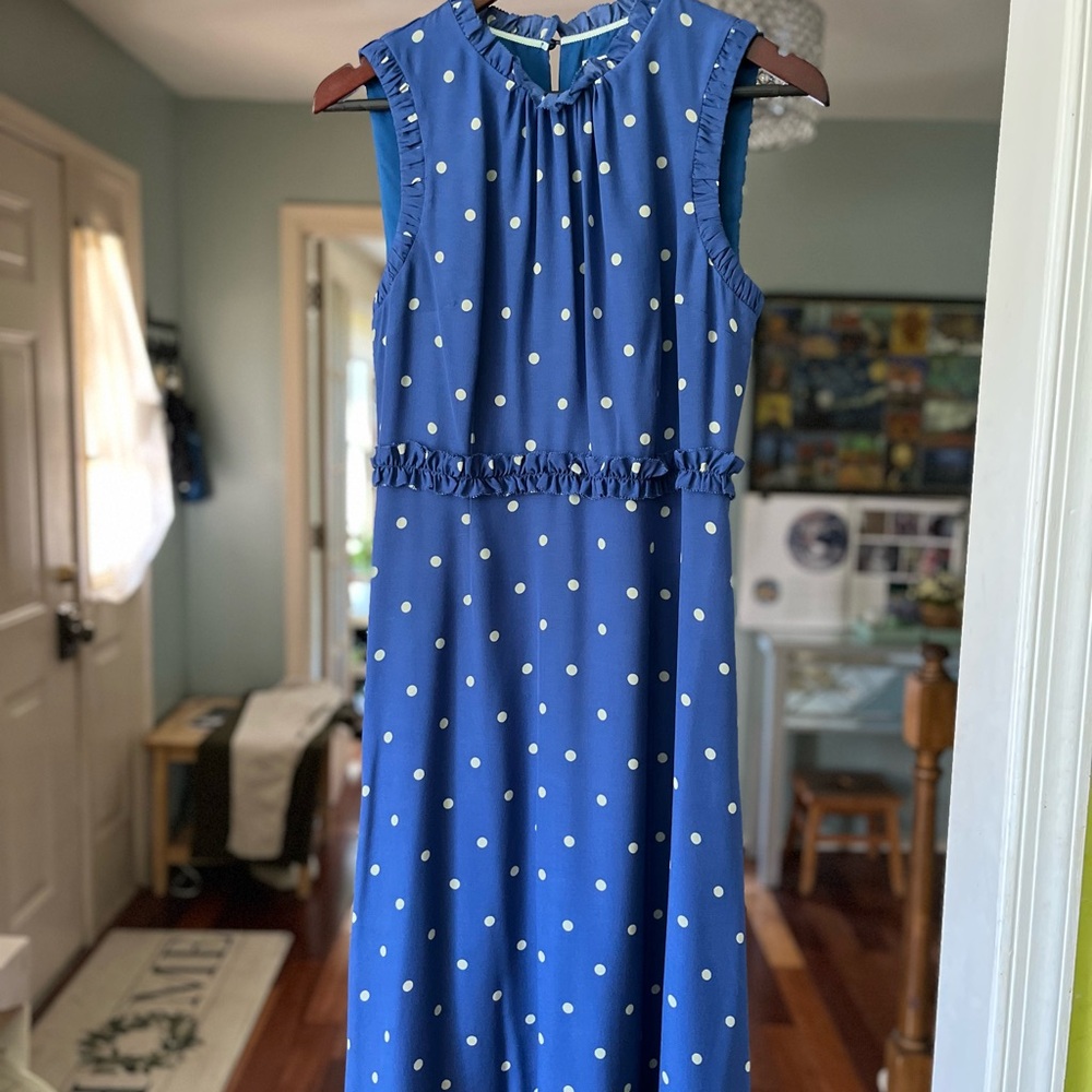 Boden Midi Sleeveless Silk dress polka dots Size 4